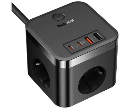 Akcesoria komputerowe BASEUS sieciowa PowerCombo 30W 3AC+2U+2C 30W 1.5m Cluster Black
